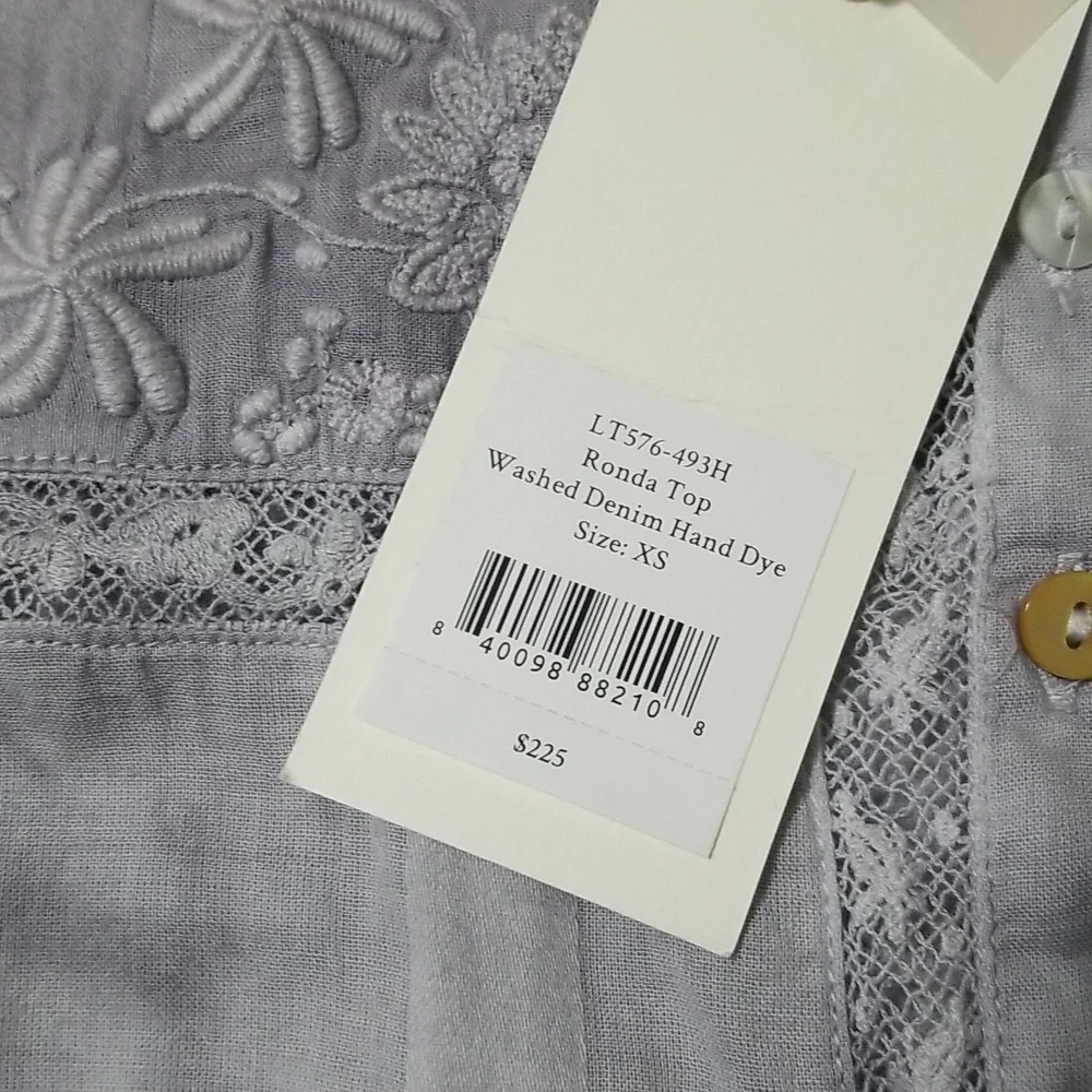 LoveShackFancy Ronda Top in Washed Denim sz xs NWT - Picture 9 of 12